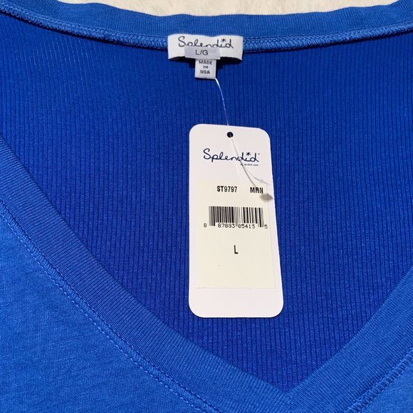 Women's Splendid Lightweight Long Sleeve Blue Top Supima Cotton Modal Size L - Picture 7 of 9